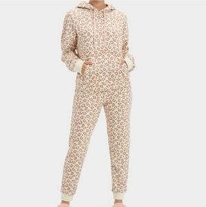 NWT Ugg Women's Leopard Fleece Set Hoodie Sweatpants Size S